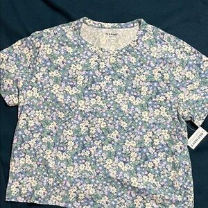 Old Navy Floral Short Sleeve Tee - Blue, Green, Pink, Cream